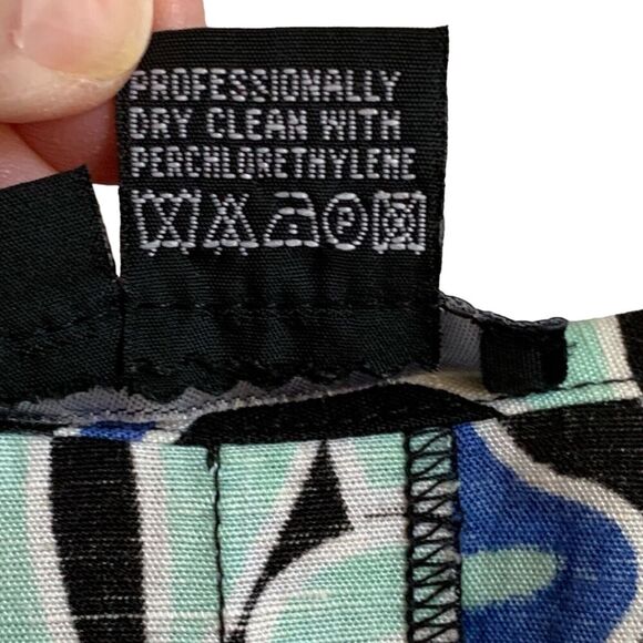 VTG ETCETERA Linen Skirt SIZE 6 Blue and White Ruffled Floral Pockets Front Zip - Picture 13 of 14